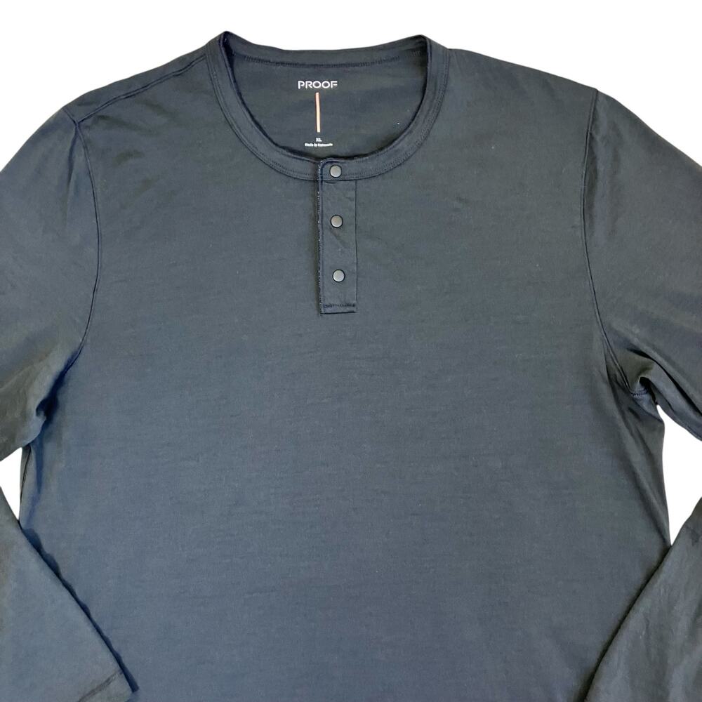Proof by Huckberry Mens Sz XL 72 Hour Merino Wool Henley Black Base Layer Shirt - Picture 7 of 16